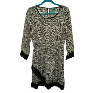 NWT Turquoise Haven Zebra Animal Print Dress Large Boho